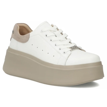 Skórzane sneakersy Filippo DP7537/26 WH BE biało-beżowe