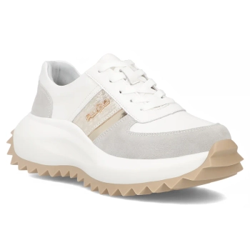 Skórzane sneakersy Filippo DP6773/25 WH GR biało szare