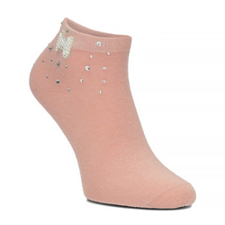 Skarpety damskie perełki kokarda różowe