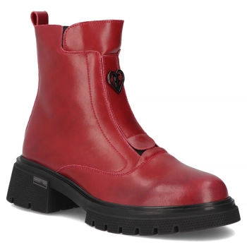 Skórzane botki na obcasie Filippo DBT7148/25 RD czerwone