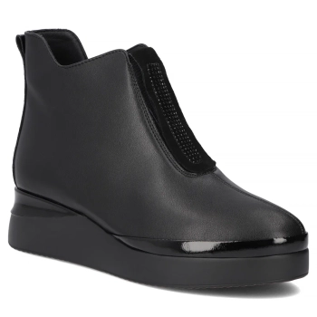 Skórzane botki na platformie Filippo DBT7394/25 BK czarne