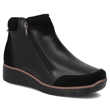 Skórzane botki na koturnie Filippo DBT3950/25 BK czarne