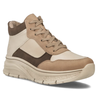 Skórzane botki na platformie Rieker 48002-60 beżowe