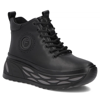 Skórzane botki na platformie Filippo DBT8003/26 BK czarne
