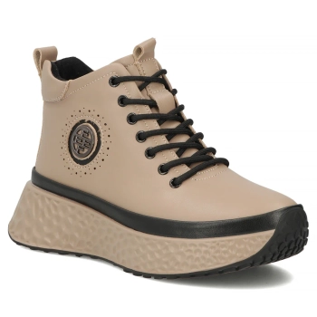 Skórzane botki na platformie Filippo DBT7998/26 TP taupe