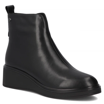 Skórzane botki na koturnie Filippo DBT7446/25 BK czarne