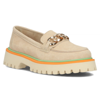 Skórzane półbuty na platformie Filippo DP4589/24 BE beżowe