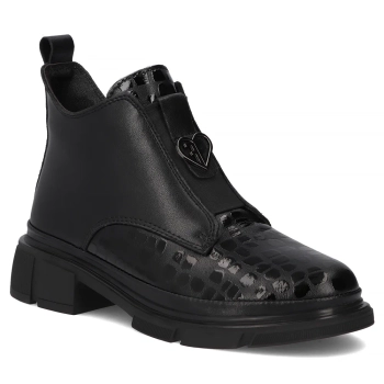 Skórzane botki na obcasie Filippo DBT7430/25 BK czarne