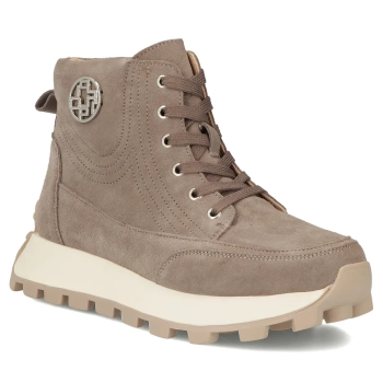 Skórzane botki na platformie Filippo DBT7160/26 TP taupe