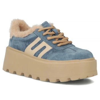 Skórzane sneakersy Filippo DP7110/25 BL niebieskie