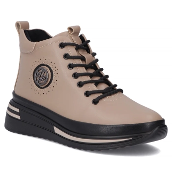 Skórzane botki na platformie Filippo DBT4215/26 TP taupe