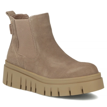 Skórzane botki na platformie Filippo DBT7266/25 TP taupe