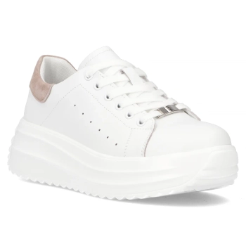 Skórzane sneakersy Filippo DP6739/25 WH BE białe