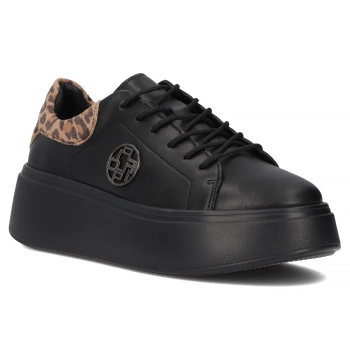Skórzane sneakersy Filippo DP6058/25 BK LEO czarne
