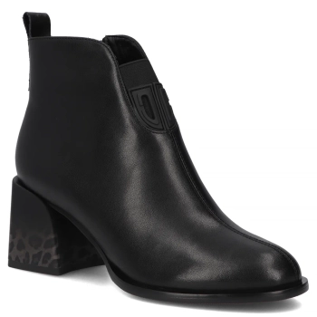 Skórzane botki na obcasie Filippo DBT7356/25 BK czarne