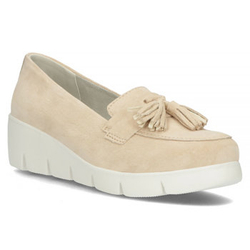 Skórzane półbuty na koturnie Filippo DP3162/23 BE beżowe