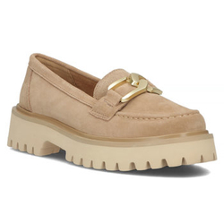 Skórzane półbuty na platformie Filippo DP4916/23 BE beżowe