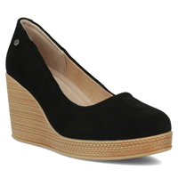 Skórzane półbuty na koturnie Filippo DP3521/24 BK SU czarne