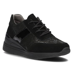 Skórzane Sneakersy na koturnie Filippo DP1527/21 BK czarne