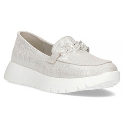 Skórzane półbuty na platformie Filippo DP4553/23 SI srebrne