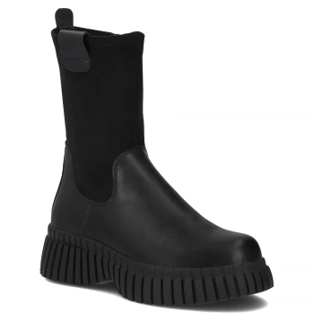 Skórzane botki na platformie Filippo DBT7163/25 BK czarne