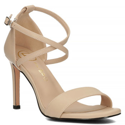 Skórzane sandały na obcasie Filippo DS4649/23 BE beżowe