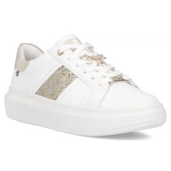 Skórzane sneakersy Rieker W1202-82 białe