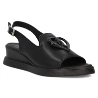 Skórzane sandały na platformie Filippo DS6069/25 BK czarne