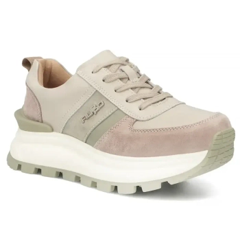 Skórzane sneakersy na platformie Filippo DP7563/26 BE beżowe