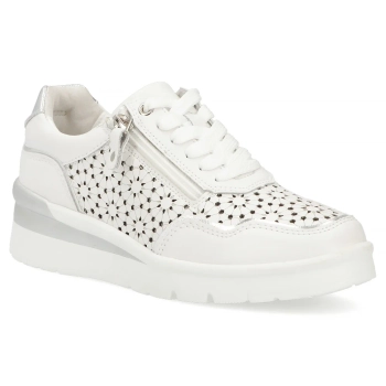 Skórzane sneakersy na platformie Filippo DP7677/26 WH białe
