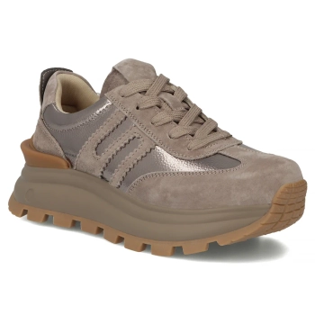 Skórzane sneakersy Filippo DP7408/25 TP taupe