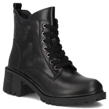 Skórzane botki na obcasie Filippo DBT7133/25 BK czarne