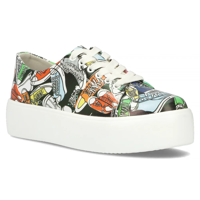 Skórzane półbuty na platformie DP6115/24 MLT multikolor