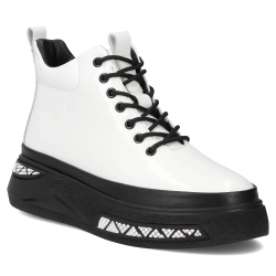 Skórzane botki na platformie Filippo DBT7276/25 WH  białe