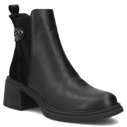 Skórzane botki na obcasie Filippo DBT8042/26 BK czarne