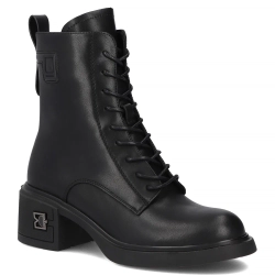 Skórzane botki na obcasie Filippo DBT7188/25 BK czarne