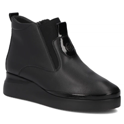 Skórzane botki na platformie Filippo DBT7392/25 BK czarne