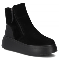 Skórzane botki na platformie Filippo DBT7300/25 BK czarne