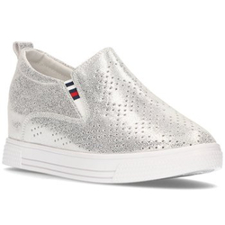 Skórzane półbuty Filippo DP1356/21 SI srebrne