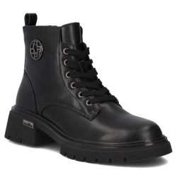 Skórzane botki na obcasie Filippo DBT7422/25 BK czarne