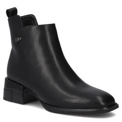 Skórzane botki na obcasie Filippo DBT7227/25 BK czarne