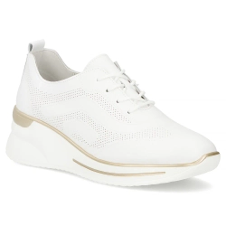 Skórzane sneakersy na platformie Filippo DP6720/26 WH białe