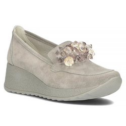 Skórzane półbuty na koturnie Filippo DP4563/23 GR szare