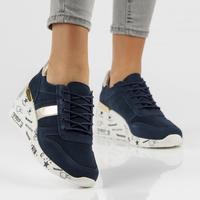 Skórzane Sneakersy Filippo DP3550/22 NV granatowe