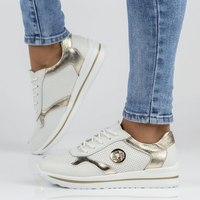 Skórzane sneakersy Filippo DP3544/22 WH GO białe