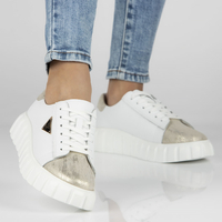 Skórzane sneakersy Filippo DP4138/23 WH GO białe